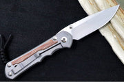 Chris Reeve Knives Large Inkosi Glass Blasted - Drop Point Blade / CPM-Magnacut Steel / Glass Blasted Titanium Handle with Natural Micarta Inlay LIN-1118-006 - Northwest Knives