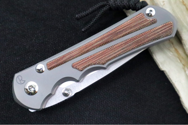 Chris Reeve Knives Large Inkosi Glass Blasted - Drop Point Blade / CPM-Magnacut Steel / Glass Blasted Titanium Handle with Natural Micarta Inlay LIN-1118-006 - Northwest Knives