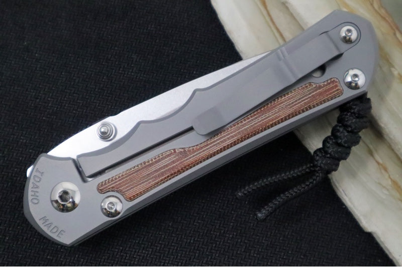 Chris Reeve Knives Large Inkosi Glass Blasted - Drop Point Blade / CPM-Magnacut Steel / Glass Blasted Titanium Handle with Natural Micarta Inlay LIN-1118-006