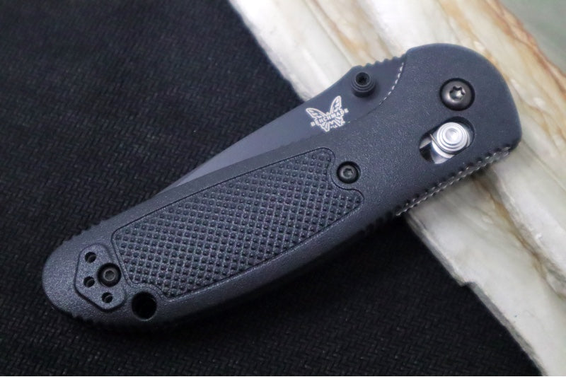 Benchmade 556SBK-S30V Mini Griptilian - Black Finished Blade / Drop Point Blade with Serrates / Black Grivory Handle - Northwest Knives