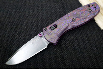 Benchmade 585BK-251 Mini-Barrage Gold Class Assisted - CPM-S90V / DLC Battlewash Finish / Purple Haze Fatcarbon Handle / Purple PVD Accents & Clip