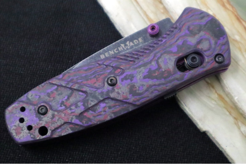 Benchmade 585BK-251 Mini-Barrage Gold Class Assisted - CPM-S90V / DLC Battlewash Finish / Purple Haze Fatcarbon Handle / Purple PVD Accents & Clip