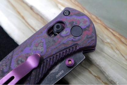 Benchmade 585BK-251 Mini-Barrage Gold Class Assisted - CPM-S90V / DLC Battlewash Finish / Purple Haze Fatcarbon Handle / Purple PVD Accents & Clip