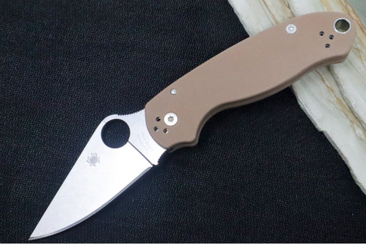 Spyderco Paramilitary 3 SPRINT RUN - Brown G-10 Handle / Stonewashed finish / CPM-15V Steel - C223GPBN15V