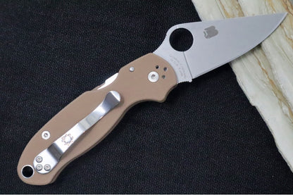 Spyderco Paramilitary 3 SPRINT RUN - Brown G-10 Handle / Stonewashed finish / CPM-15V Steel - C223GPBN15V