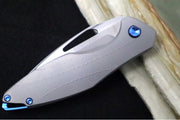 Koenig Mini Arius Nonflipper - Standard with Standard Patterned Handle - Stonewashed Blade with Polished Flats - Blue Spacer & Hardware (Gen 1) - Northwest Knives