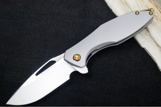 Koenig Mini Arius - Smooth Standard Handle - Stonewashed Blade with Polished Flats - Bronzed Spacer & Hardware (Gen 1)