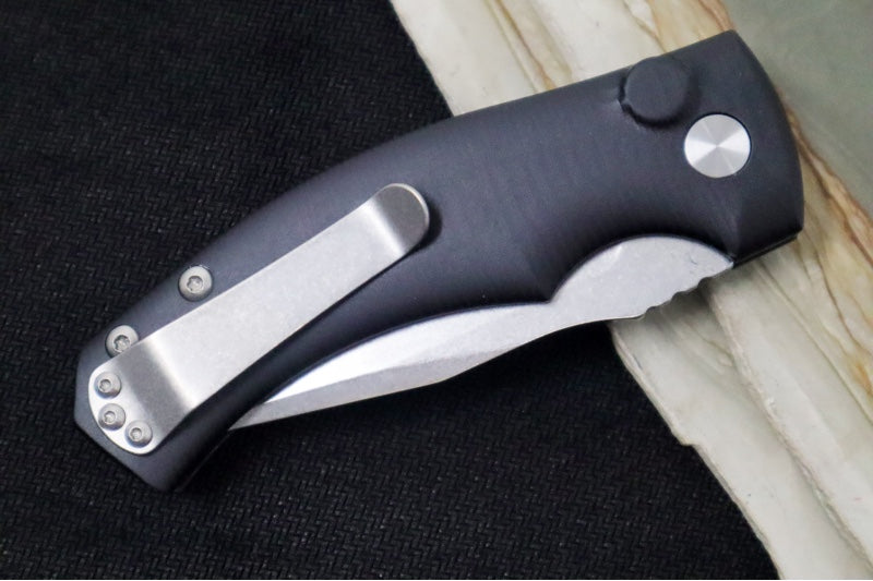 Defiant 7 Valmara Push Button Automatic - CPM-154 Steel / Black Hard-Coat Anodized Aluminum Handle - Northwest Knives