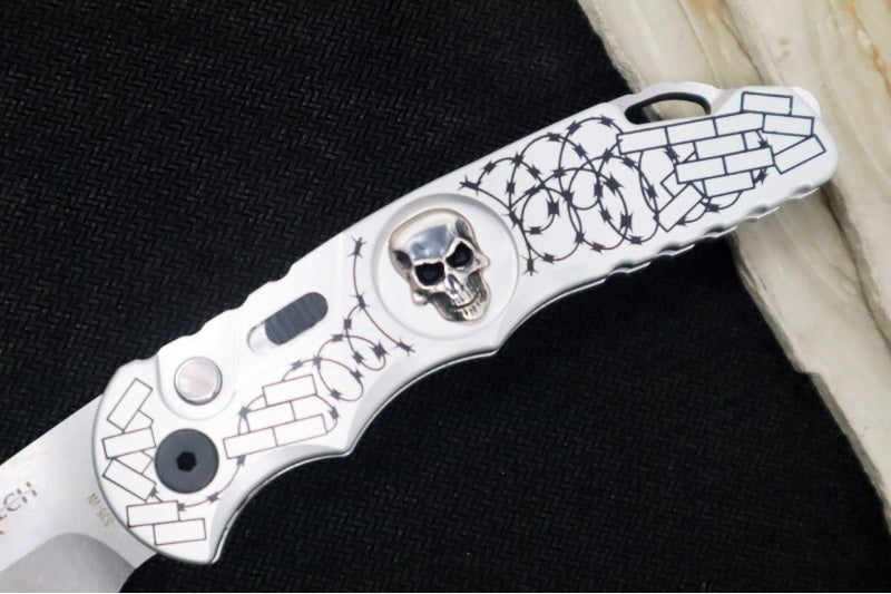 Pro Tech Tactical Response 5 2024 Skull Edition Auto - Stonewashed Blade/ CPM-S35VN Steel / Silver Anodized Aluminum Handle with Skull TR-5.62 - Northwest Knives