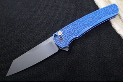 Pro Tech Malibu Limited - "Nexus" Blue Battleworn Anodized Aluminum Handle / Black Hardware & Clip / DLC Black finish / Reverse Tanto Blade / CPM-Magnacut Steel 5406-BWBLUENEXUS