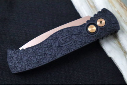 Pro Tech Tactical Response 2 Auto NEXUS Shot Show Custom - Nexus "Since 1999" Textured Black Anodized Aluminum Handle / Rose Gold Hardware & Push Button / Rose Gold PVD Coated Blade / CPM-Magnacut Steel 2025SHOTTR-2.1