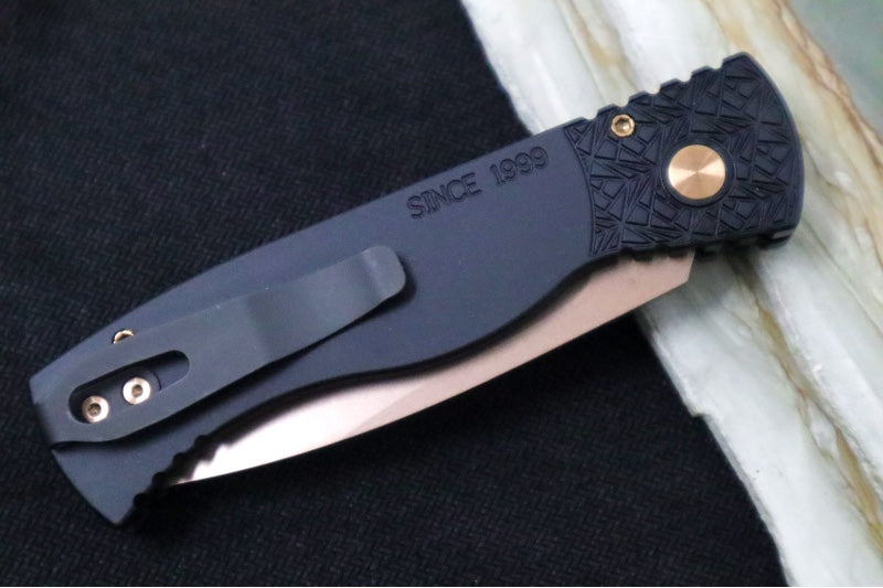 Pro Tech Tactical Response 2 Auto NEXUS Shot Show Custom - Nexus "Since 1999" Textured Black Anodized Aluminum Handle / Rose Gold Hardware & Push Button / Rose Gold PVD Coated Blade / CPM-Magnacut Steel 2025SHOTTR-2.1