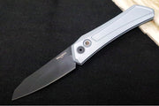 Pro Tech Oligarch Auto 2025 SHOT Show Custom - Solid Grey Anodized Aluminum Handle / Black DLC Finish / Spear Point Blade / CPM-Magnacut Steel / Pearl Push Button / DLC Deep Carry Clip - Northwest Knives