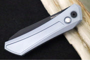 Pro Tech Oligarch Auto 2025 SHOT Show Custom - Solid Grey Anodized Aluminum Handle / Black DLC Finish / Spear Point Blade / CPM-Magnacut Steel / Pearl Push Button / DLC Deep Carry Clip - Northwest Knives
