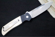 Pro Tech Terzuloa ATCF 2024 Custom Auto - Black Aluminum & Ivory Micarta Handle / 3D Titanium Clip / Mike Irie Mirror Polish / Compound Drop Point - Northwest Knives