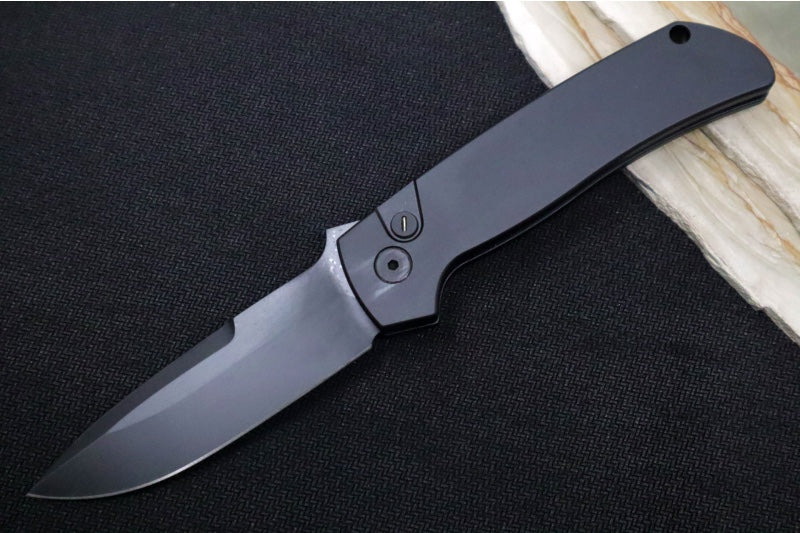 Pro Tech Terzuloa ATCF Operator Auto - Black Aluminum Handle / Tritium Push Button / Black DLC Drop Point Blade / CPM-Magnacut Steel BT2603OP