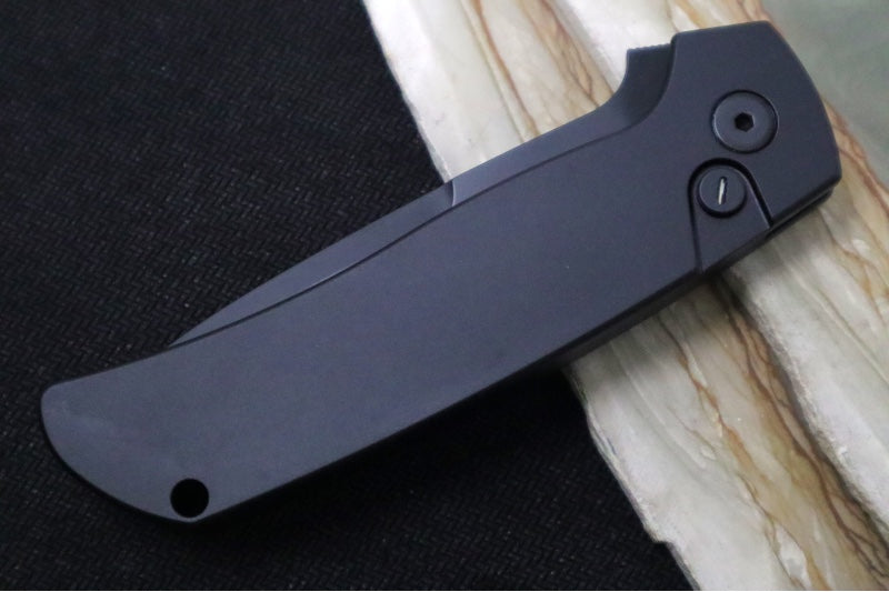 Pro Tech Terzuloa ATCF Operator Auto - Black Aluminum Handle / Tritium Push Button / Black DLC Drop Point Blade / CPM-Magnacut Steel BT2603OP