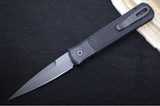 Pro Tech Godfather Operator Auto LEFT HAND - Black Jigged Aluminum Handle / Black Blade / Tritium Push Button 926-OPLH - Northwest Knives
