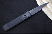 Pro Tech Godfather Operator Auto LEFT HAND - Black Jigged Aluminum Handle / Black Blade / Tritium Push Button 926-OPLH - Northwest Knives