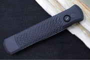 Pro Tech Godfather Operator Auto LEFT HAND - Black Jigged Aluminum Handle / Black Blade / Tritium Push Button 926-OPLH - Northwest Knives