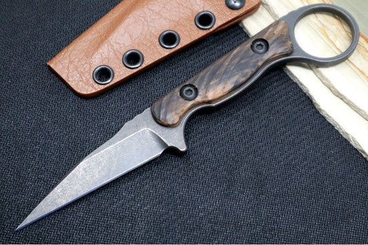 Toor Knives Jank Shank Outlaw - Stone Coated Blade / CPM-154 Steel / Ebony Wood Handle / Kydex Sheath
