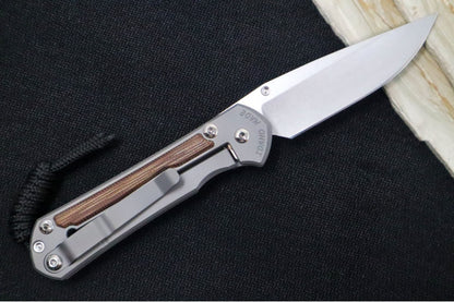 Chris Reeve Knives Small Sebenza 31 Glass Blasted - Drop Point / Natural Canvas Micarta Inlay / CPM-Magnacut Steel S31-1660