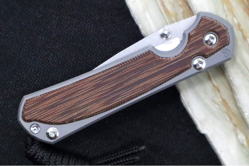 Chris Reeve Knives Small Sebenza 31 Glass Blasted - Drop Point / Natural Canvas Micarta Inlay / CPM-Magnacut Steel S31-1660 - Northwest Knives