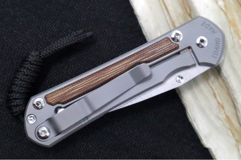 Chris Reeve Knives Small Sebenza 31 Glass Blasted - Drop Point / Natural Canvas Micarta Inlay / CPM-Magnacut Steel S31-1660 - Northwest Knives