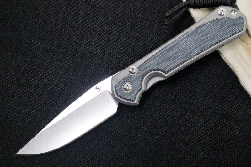 Chris Reeve Knives Small Sebenza 31 Glass Blasted - Drop Point / Black Canvas Micarta Inlay / CPM-Magnacut Steel S31-1652