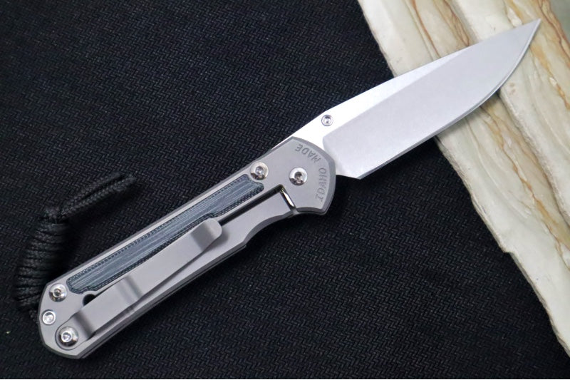 Chris Reeve Knives Small Sebenza 31 Glass Blasted - Drop Point / Black Canvas Micarta Inlay / CPM-Magnacut Steel S31-1652