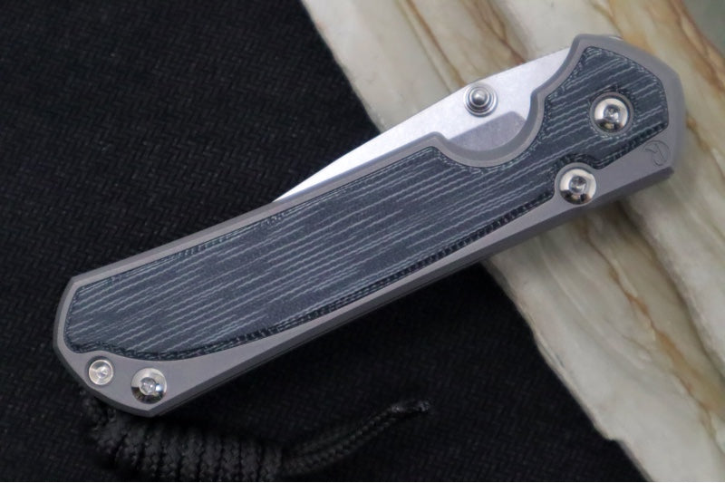 Chris Reeve Knives Small Sebenza 31 Glass Blasted - Drop Point / Black Canvas Micarta Inlay / CPM-Magnacut Steel S31-1652