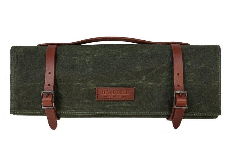 Hardmill Goods - Waxed Canvas Knife Roll - Olive Green Canvas KR-WC-OL - Northwest Knives