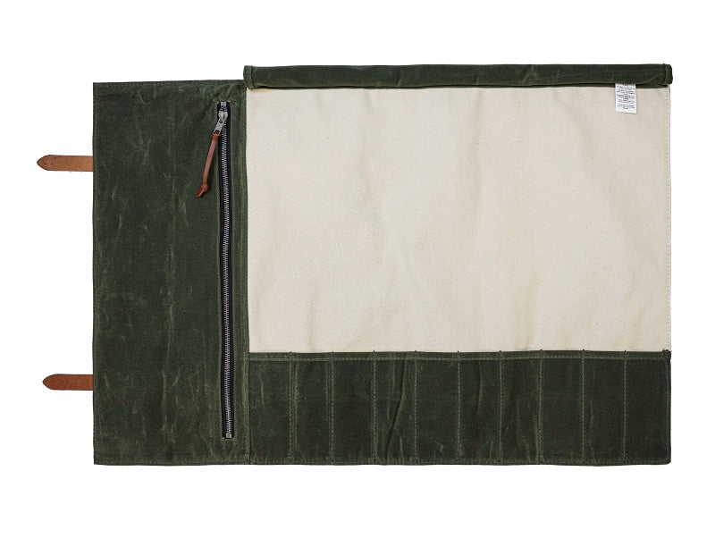 Hardmill Goods - Waxed Canvas Knife Roll - Olive Green Canvas KR-WC-OL