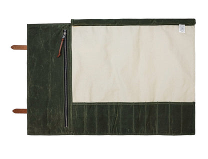 Hardmill Goods - Waxed Canvas Knife Roll - Olive Green Canvas KR-WC-OL