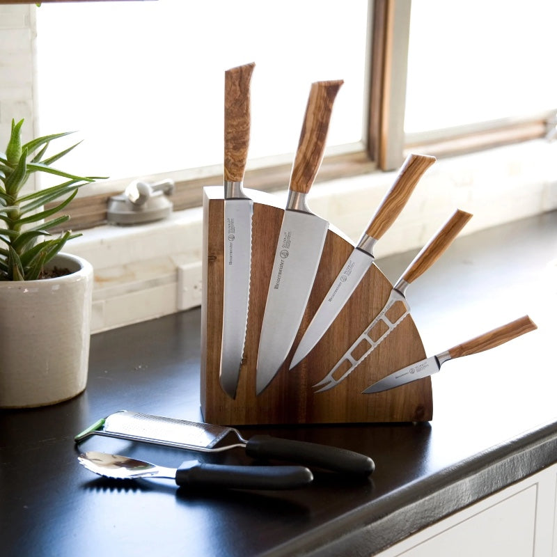 Messermeister Quarter Round Magnetic Knife Block - Acacia Wood MKB-10/AC - Northwest Knives