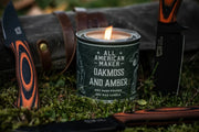 All American Maker - Oakmoss & Amber Candle - 8oz Hand Pour Soy Candle & Cotton Wick - 100% American Made - Northwest Knives
