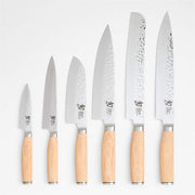 Shun Premier Blonde - 8pc Professional Set - 69 Layered Damascus -Hammered Tsuchime Finish - Blonde Colored Pakkawood Handle - Made in Seki City, Japan - Northwest Knives