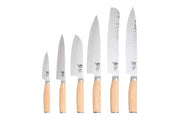 Shun Premier Blonde - 8pc Professional Set - 69 Layered Damascus -Hammered Tsuchime Finish - Blonde Colored Pakkawood Handle - Made in Seki City, Japan - Northwest Knives