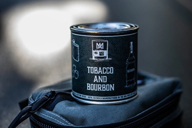 All American Maker - Tobacco & Bourbon Candle - 8oz Hand Pour Soy Candle & Cotton Wick - 100% American Made - Northwest Knives