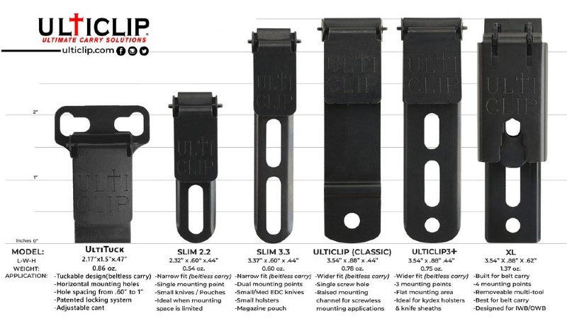 ULTI Clip - Slim 2.2 Clip - C-1075 Spring Steel - 100% American Made - Northwest Knives