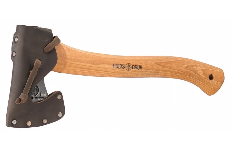 Hults Bruk Classic Almike Hatchet - American Hickory Wood handle / High Quality Swedish Steel / Brown Leather Sheath 840702