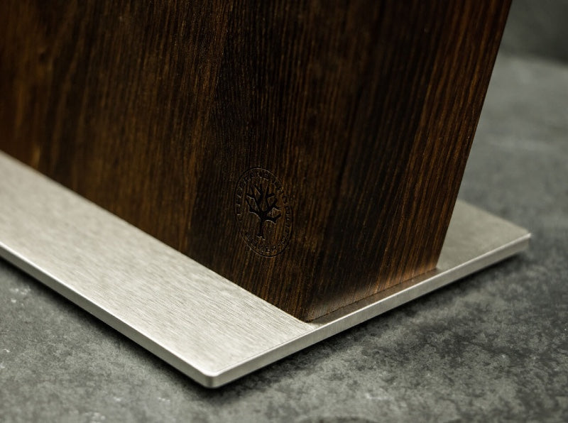 Boker Magnetic Knife Block - Smoked Oak Wood & Stainless Steel - Made in Europe 030423 - Northwest Knives