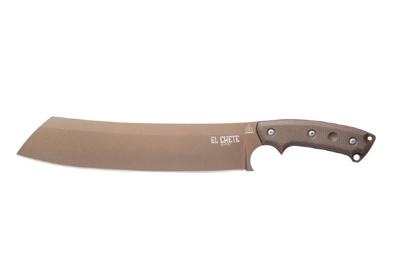 Tops El Chete Knife - 1095 Steel / Midnight Bronze Cerakote Finish / Green & Black Canvas Micarta Handle / Black Kydex Sheath with Dangler ELCH - Northwest Knives