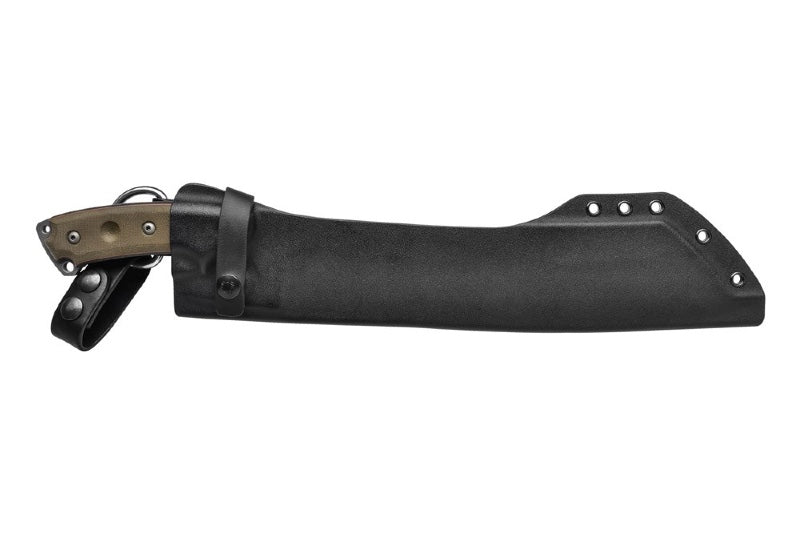 Tops El Chete Knife - 1095 Steel / Midnight Bronze Cerakote Finish / Green & Black Canvas Micarta Handle / Black Kydex Sheath with Dangler ELCH - Northwest Knives