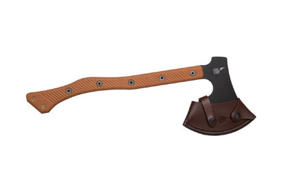 Tops High Impact Axe - 1075 Steel / Black Cerakote Finish / Tan Micarta Handle / Black Leather Sheath HIM-01