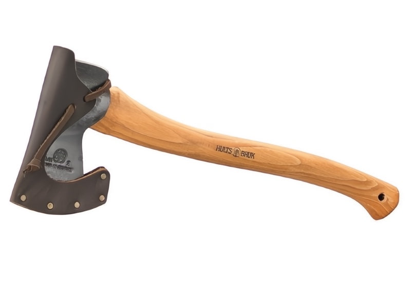 Hults Bruk Classic Aneby Hatchet - American Hickory Wood handle / High Quality Swedish Steel / Brown Leather Sheath 840712