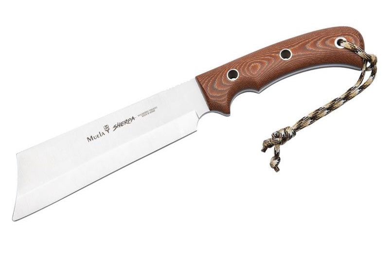 Muela Knives SHERPA-18C Fixed Blade - Brown Micarta Handle / X50CrMoV15 Stainless Steel Blade / Leather Sheath