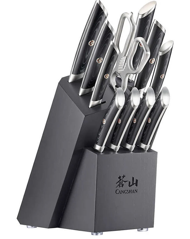 Cangshan Cutlery KURO Series 12pc Block Knife Set - Forged X-7 Damascus 504340 - Northwest Knives