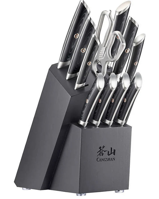 Cangshan Cutlery KURO Series 12pc Block Knife Set - Forged X-7 Damascus 504340