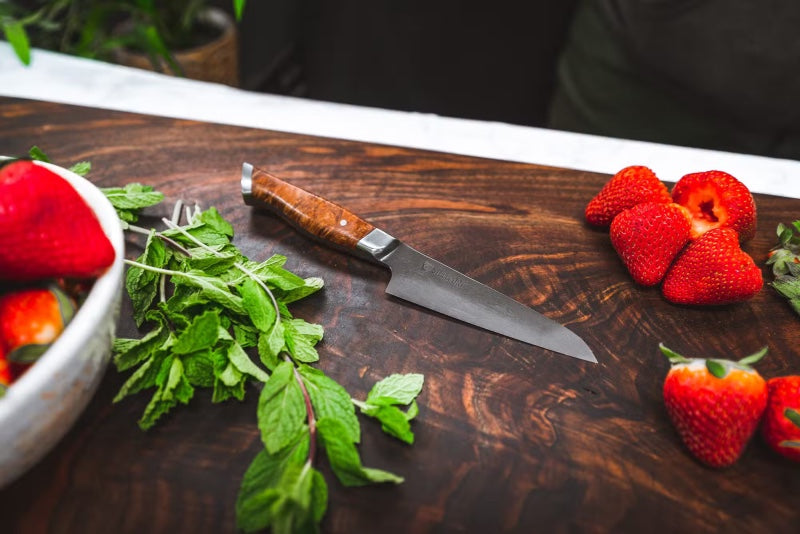 STEELPORT Knife Co. - 4" Paring Knife - American Forged 52100 Carbon Steel with Coffee Patina - Handcrafted In Portland, Oregon